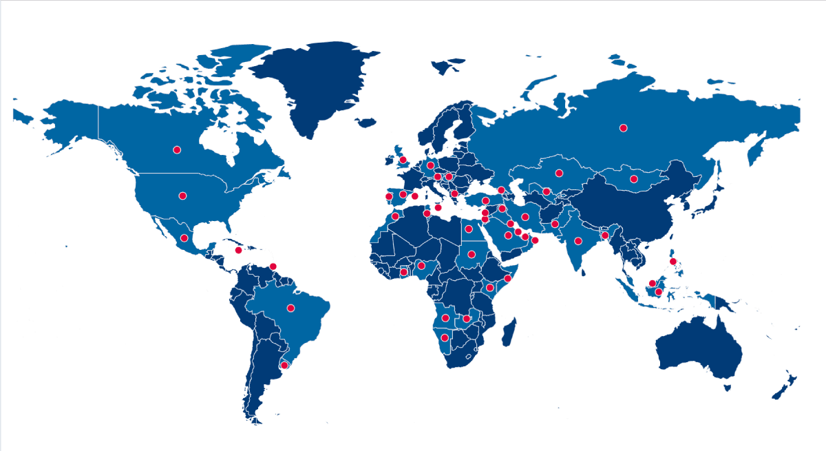 AAA Global Operations Map — Present in over 53 countries